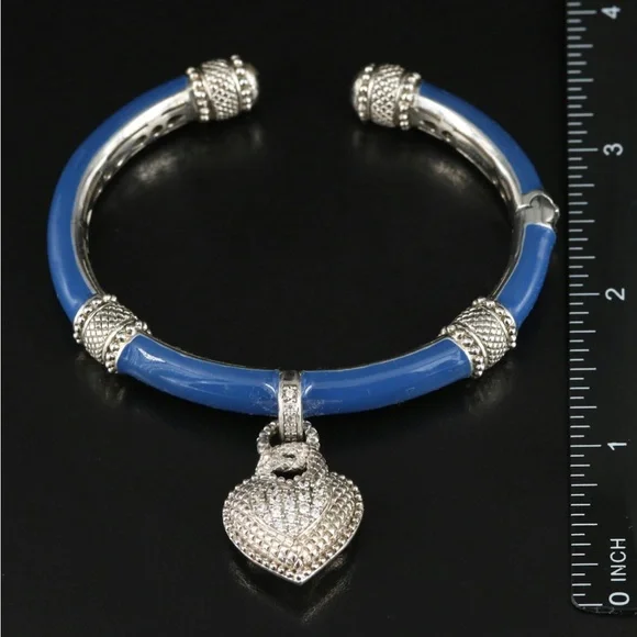 Judith Ripka Sterling Blue Enamel and CZ Bracelet - Picture 1 of 13